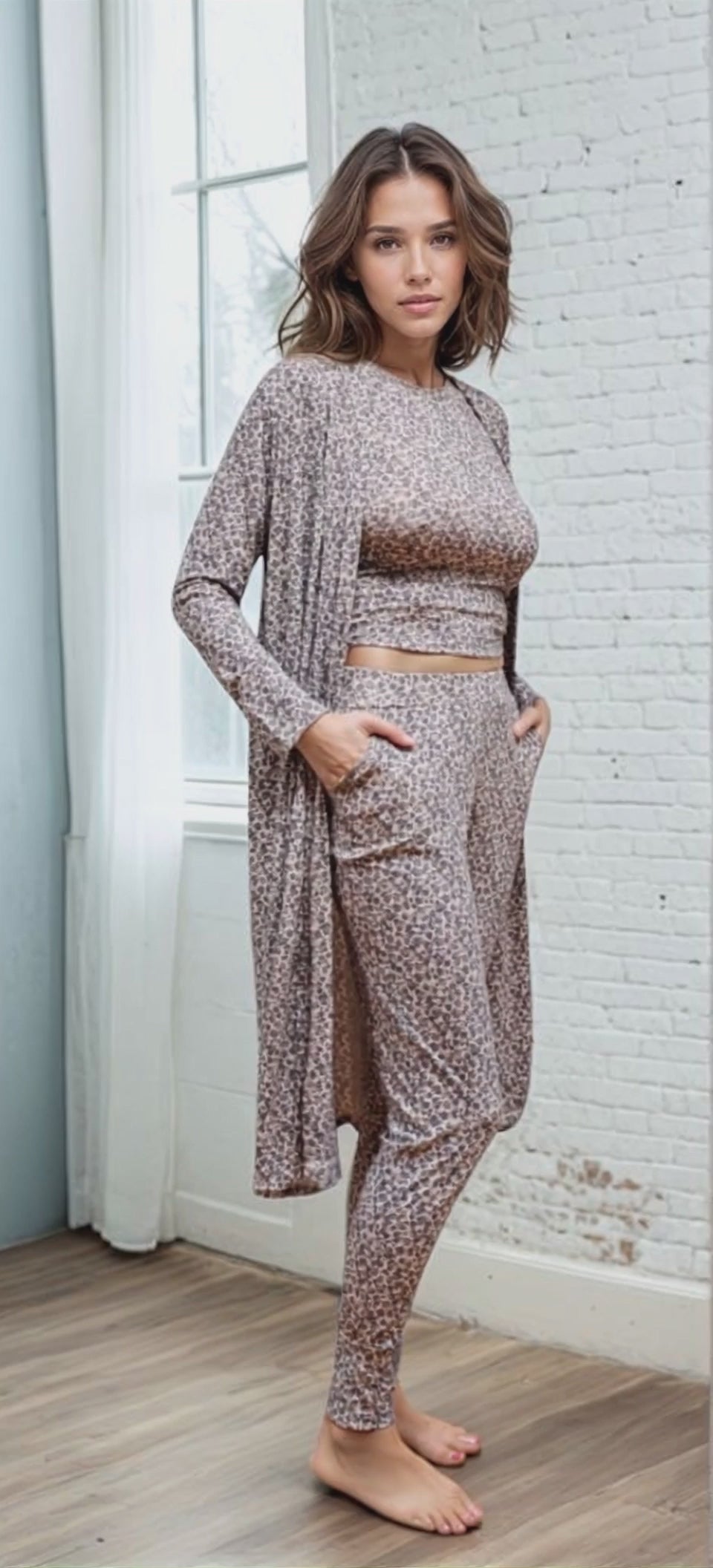 Women's Bamboo Open Front Lounge Duster Robe