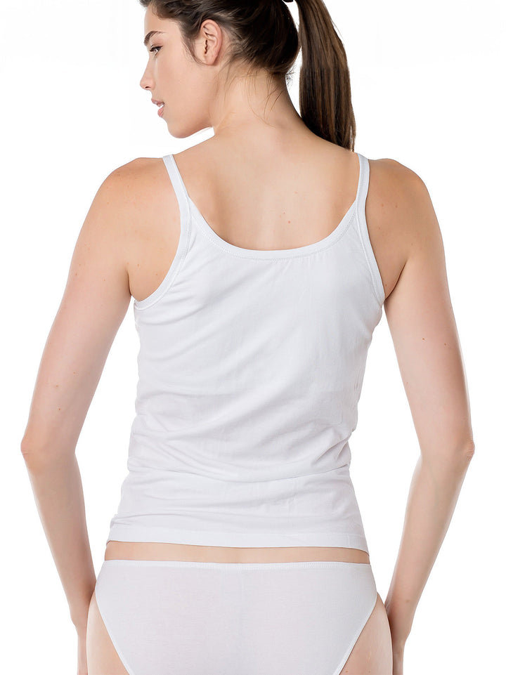 Woman's Cotton Thin Strapped Camisole with Built-in Shelf Bra - Elita Intimates